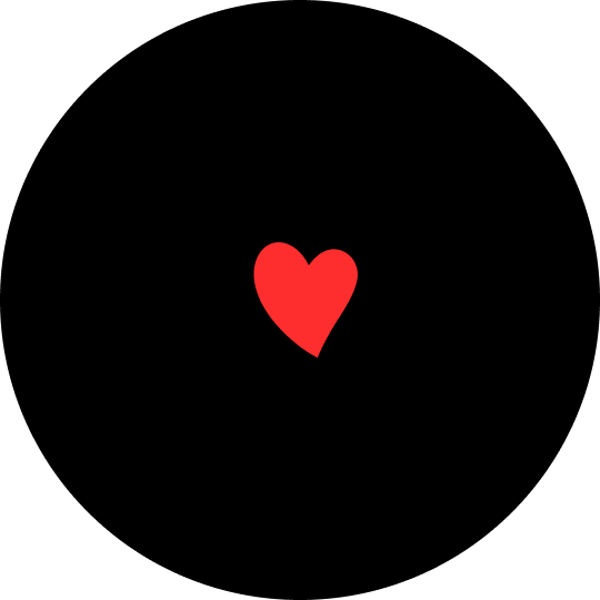 Icono de corazon rojo centrado sobre un fondo negro liso.