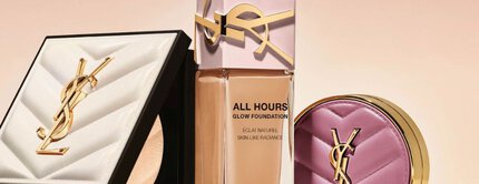Productos de tez YSL en tonos nude y rosa