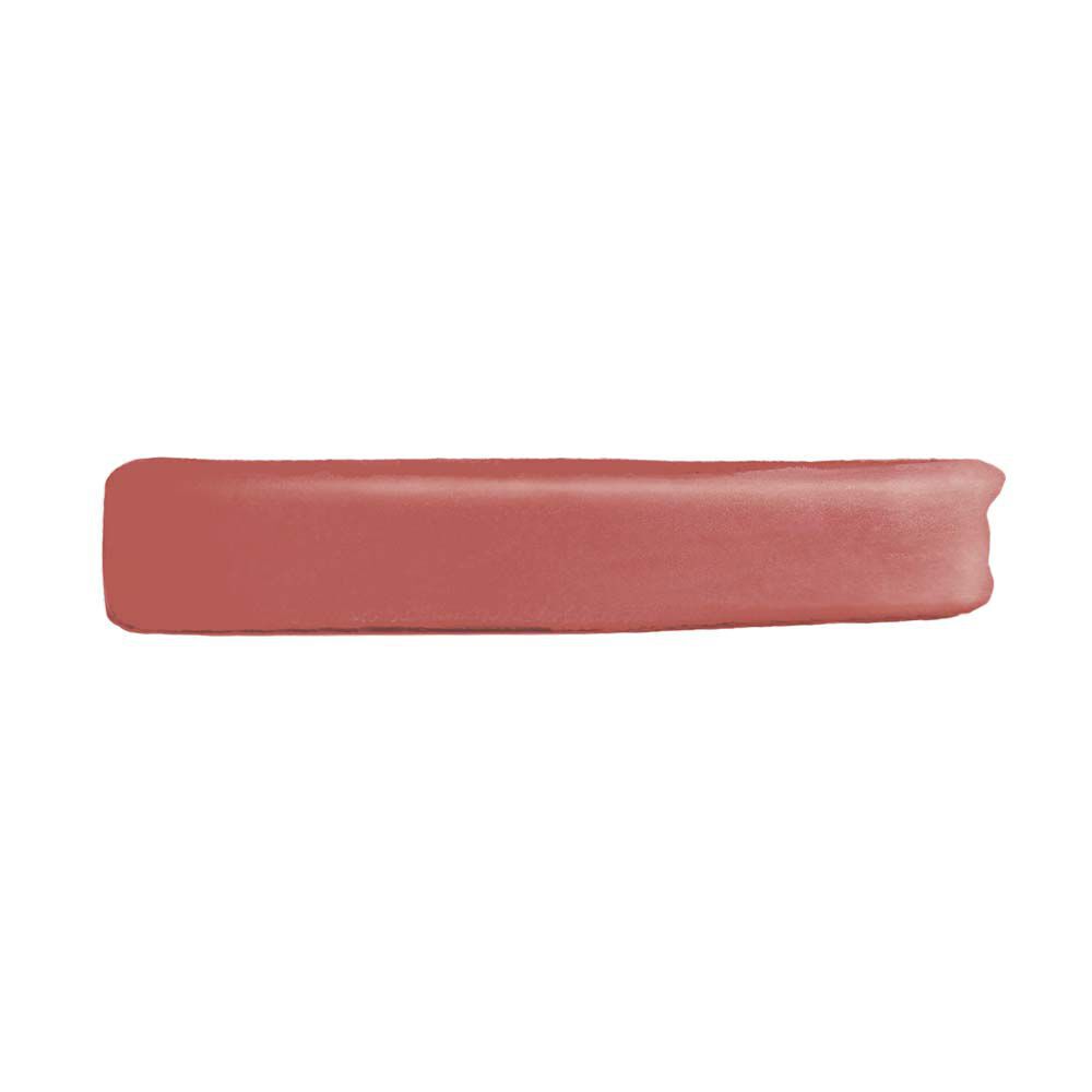 Una barra horizontal limpia de lapiz labial liquido YSL de textura aterciopelada y acabado suave mate, sobre un fondo blanco solido.