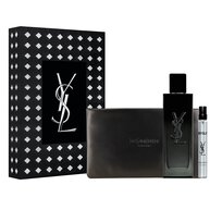 Cofre regalo MYSLF Eau de Parfum con frasco de fragancia, tamano viaje y estuche couture en caja YSL.