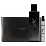 Cofre regalo MYSLF Eau de Parfum con frasco de fragancia, tamano viaje y estuche couture en caja YSL.