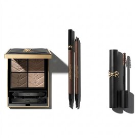 Productos de maquillaje de ojos YSL sobre fondo blanco