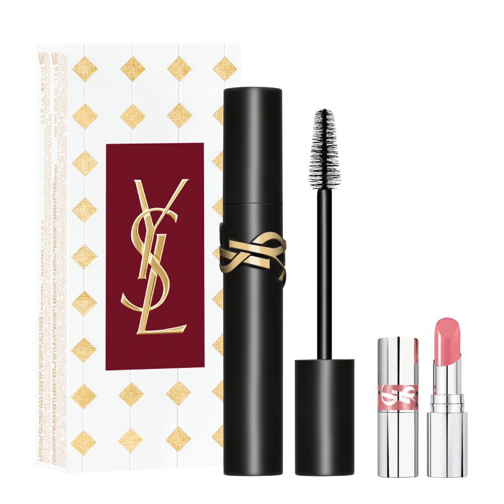 Kit de regalo de rimel YSL Lash Clash con rimel negro, barra de labios rosa en miniatura y estuche Navideno.