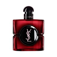 Frasco Black Opium Over Red en laca rojo intenso, con un centro negro y el logotipo de YSL.