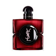 Frasco Black Opium Over Red en laca rojo intenso con centro negro y logotipo YSL.
