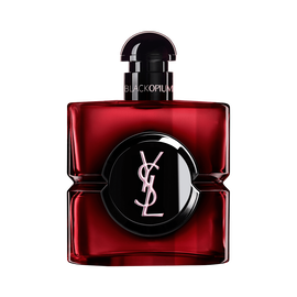 Frasco Black Opium Over Red en laca rojo intenso con centro negro y logotipo YSL.