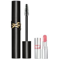 Primer plano de la mascara de pestanas YSL Lash Clash y el mini lovehsine 44 sobre fondo blanco.