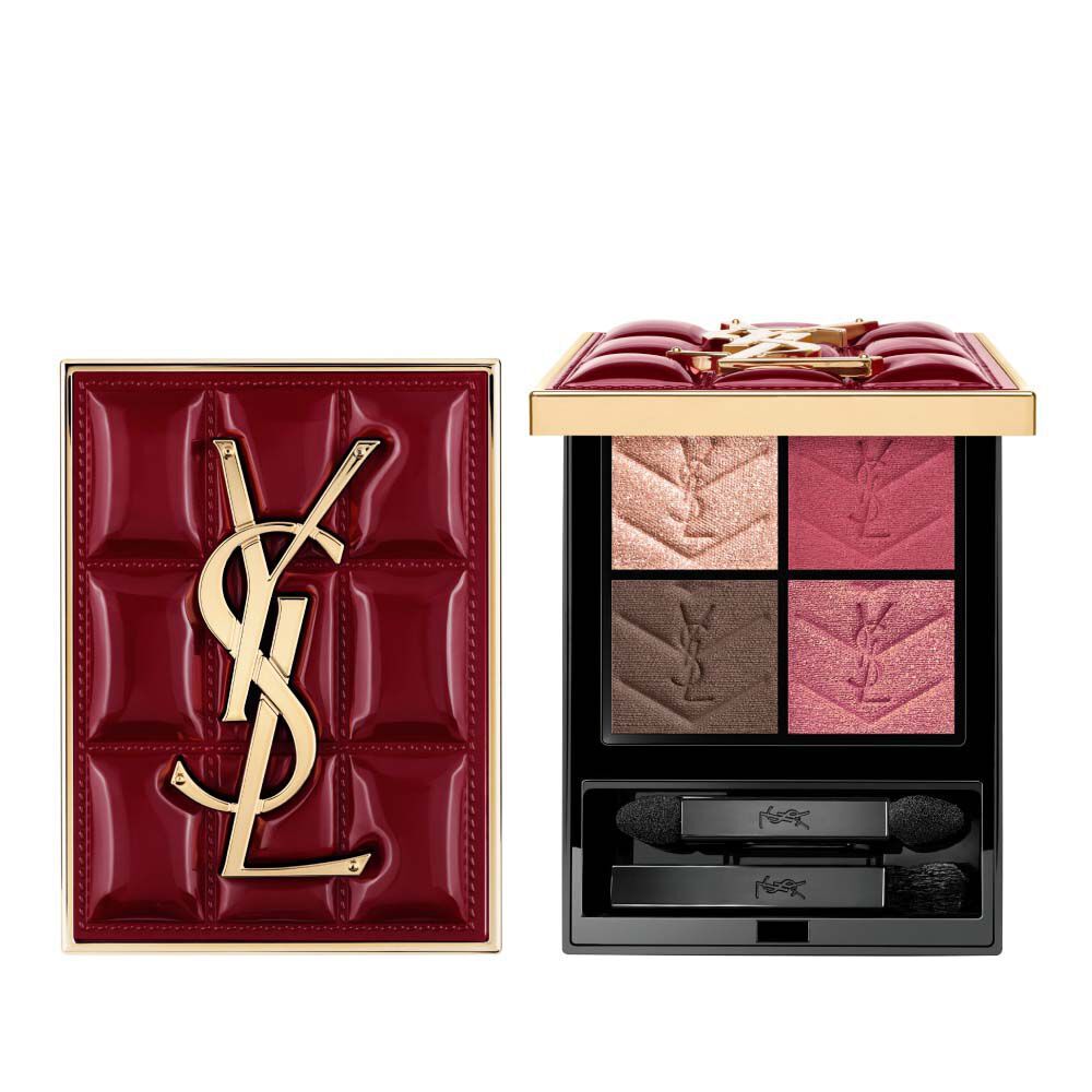 Paleta de edicion coleccionista YSL Couture Mini Clutch con estuche burdeos acolchado y cuatro sombras de ojos